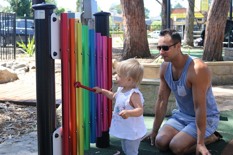 Muscial play equipment at Frank Beckman Playground