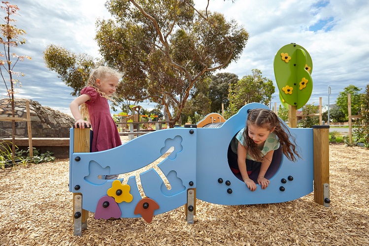 Child playing at Ruthven Reserve play space