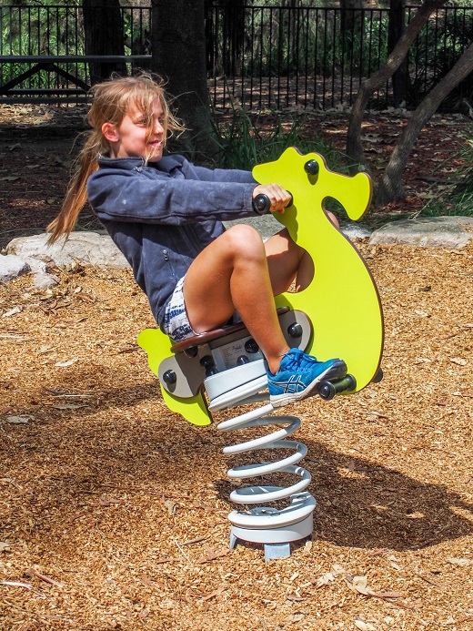 Child playing on a springer at Passmore Reserve Playground