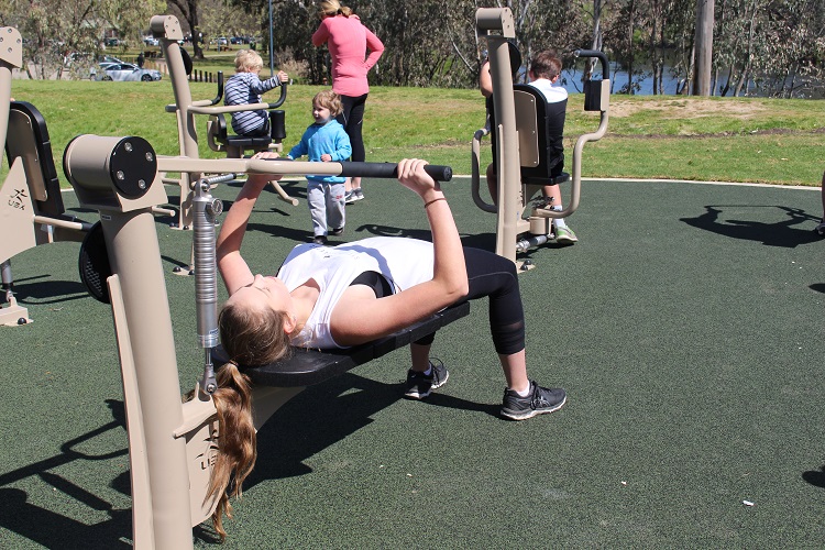 Bench Press at Noreuil Park Outdoor Fitness