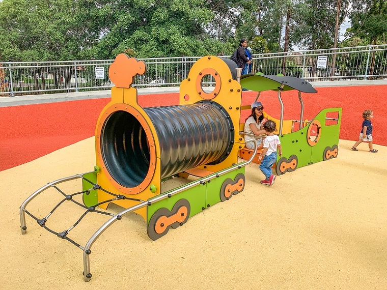 Locomotive at Ollie Webb Reserve all-inclusive playground