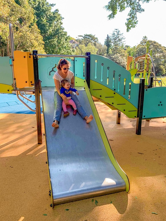 Child playing on a slide at Parsley Bay Reserve Playground