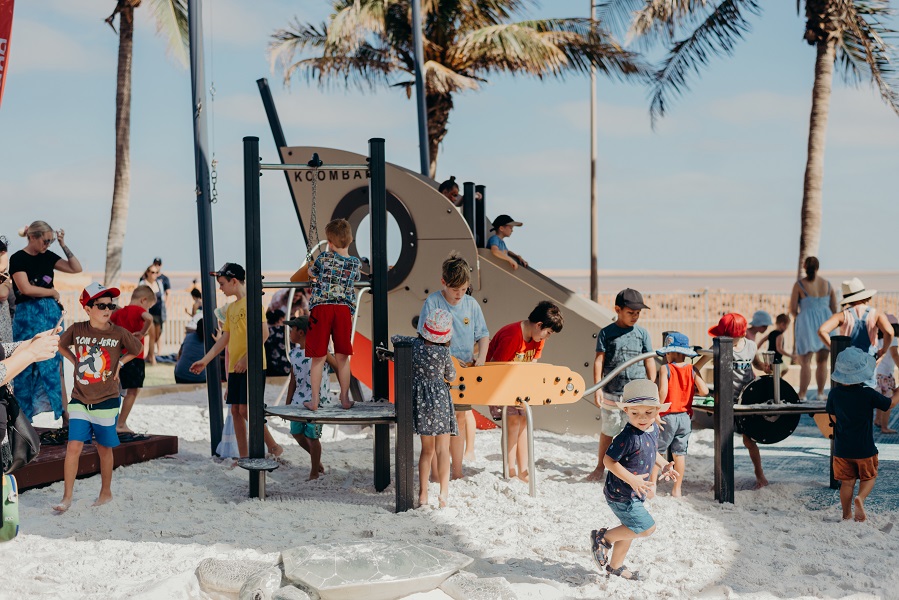 Child playing at Cemetery Beach Park Playspace