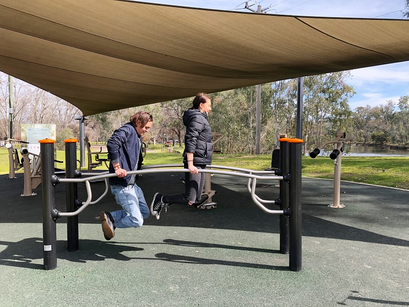 parallel bars at Noreuil Park Outdoor Fitness