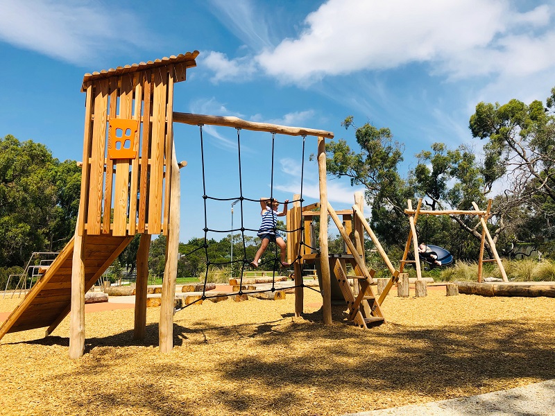 timber play unit at Southgateway Reserve Playground
