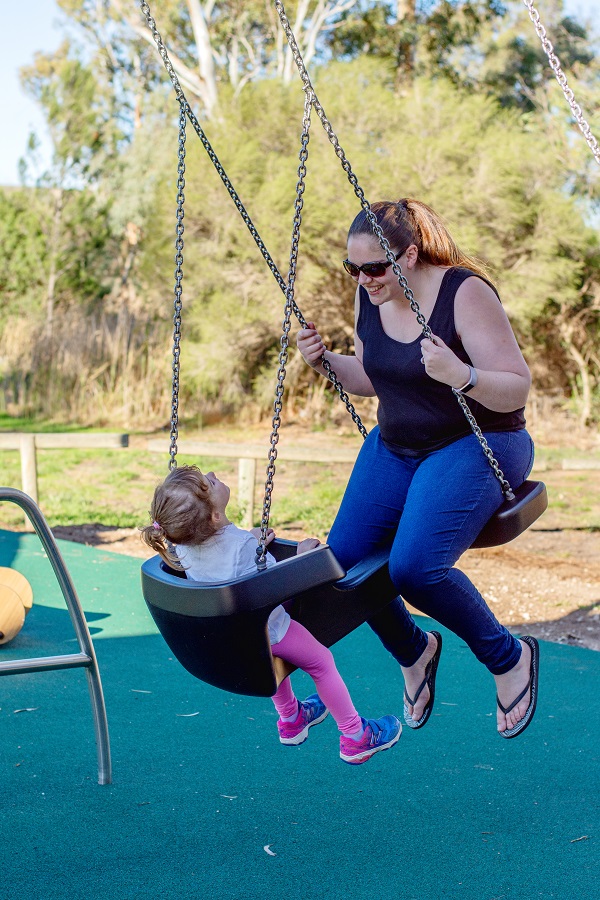 Face to face swing at Woodlane Reserve Playground