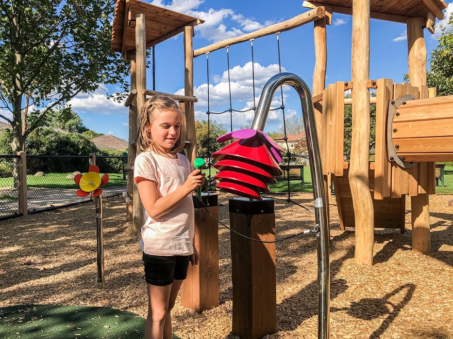 Outdoor musical play at Serrell Street Reserve Playground