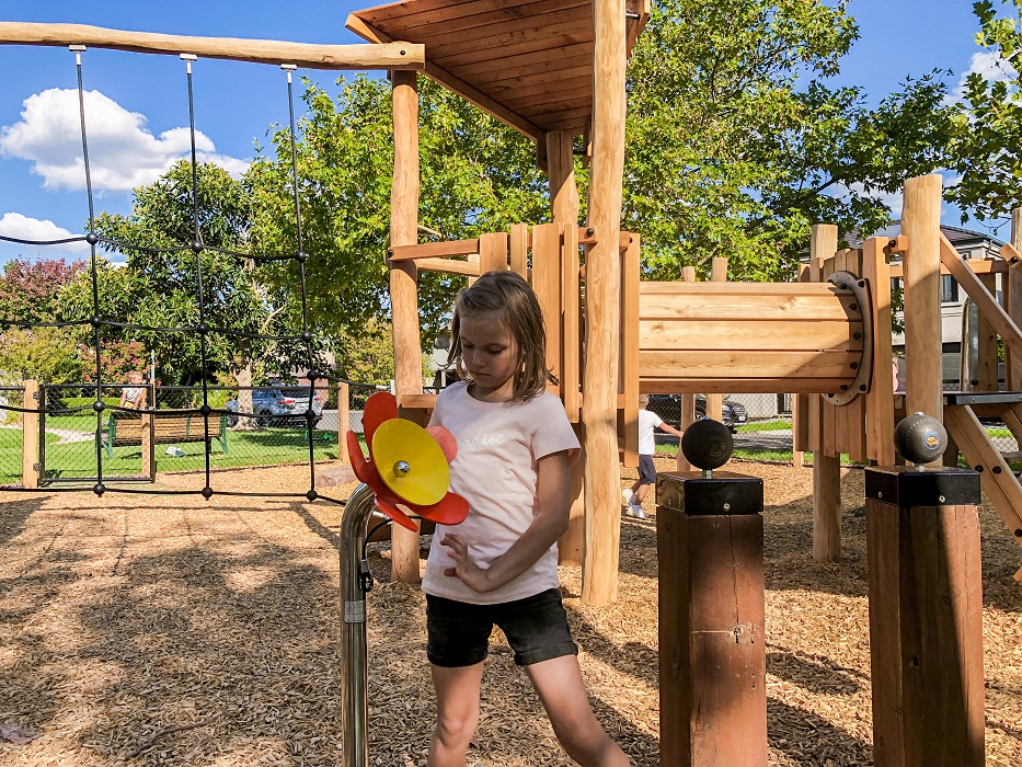 Outdoor musical play at Serrell Street Reserve Playground