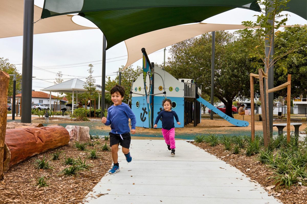 Kids running at the playground