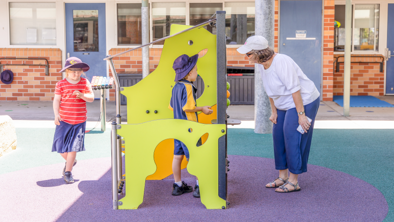 Children playing at school playground