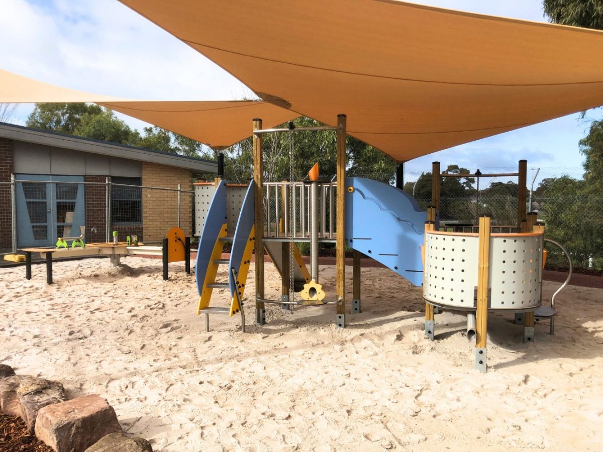 Sand play and water play in school playground