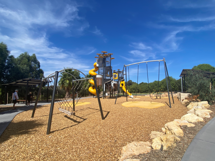 Rope swing at Golden Fields Reserve Playground
