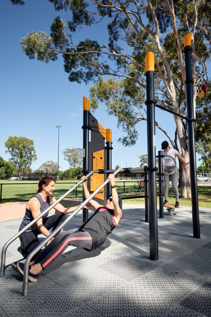 People exercising at GR Bricker Reserve Outdoor Gym