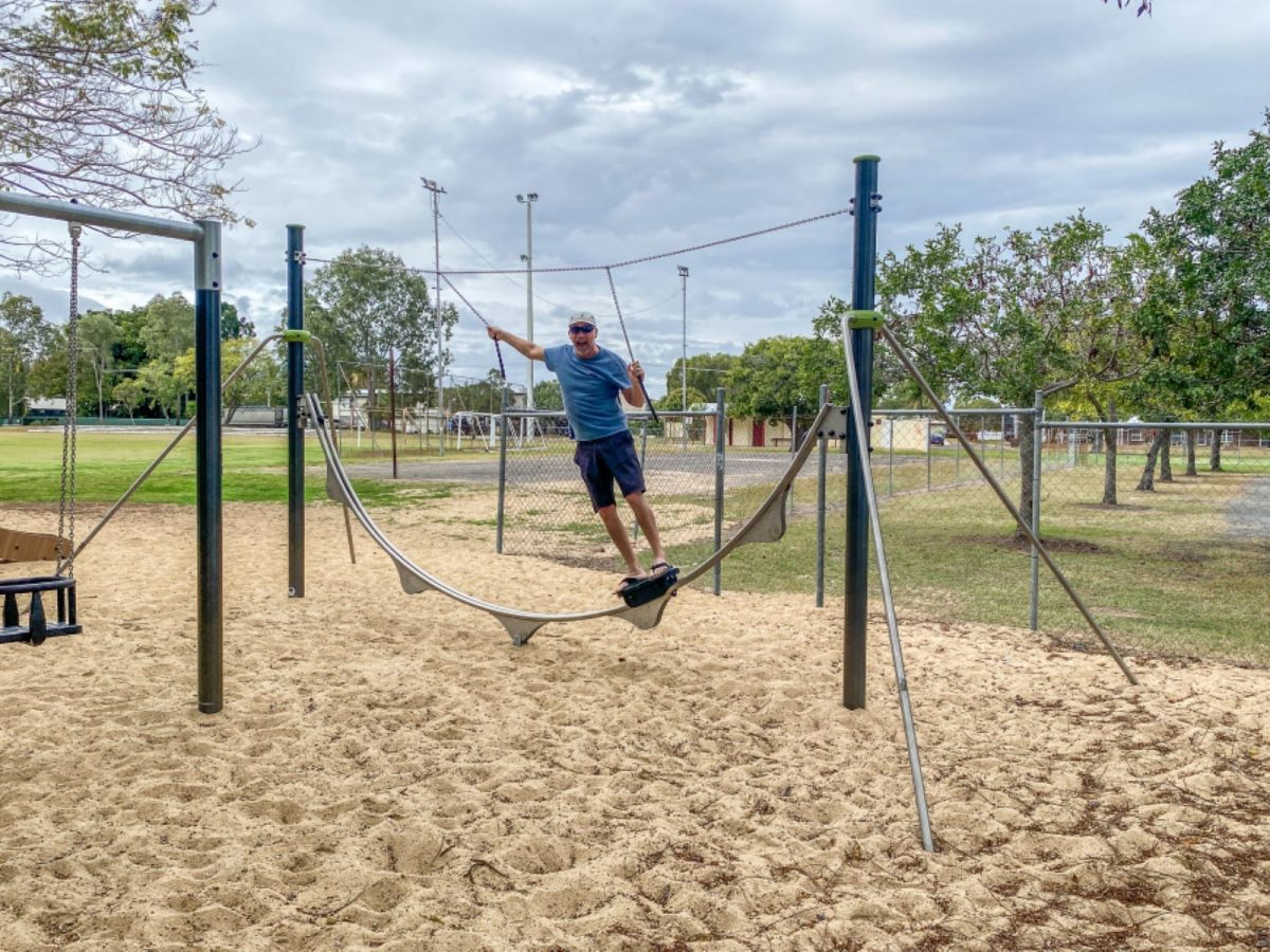 Person on Aeroskate at Tom Brady Park Playground