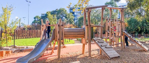 Sustainable natural wood playground