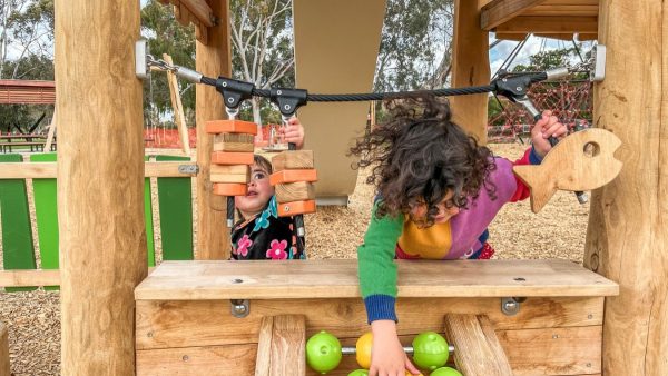 Origin' wooden educational play equipment at Cox Reserve