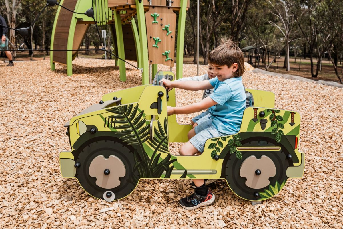 Amazone themed Jeep Springer commercial play equipment